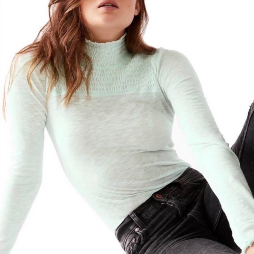 Free People Light Mint Long Sleeve Top